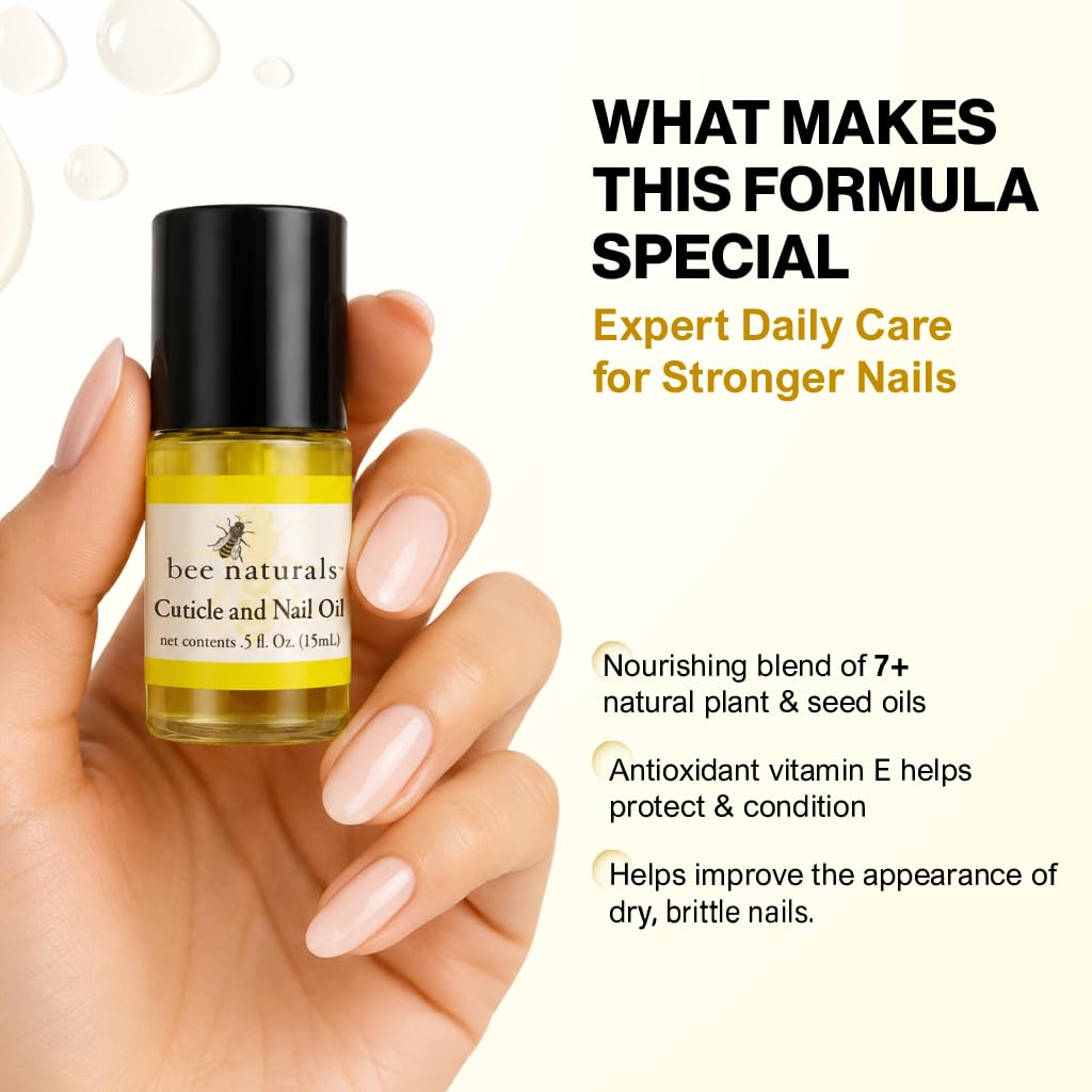 All Natural Nail and Cuticle Oil - Heal Cracked Nails and Rigid Cuticles - Perfect Treatment for Healthy Hands - Moisturizes and Softens - Vitamin E Enriched For Health and Softness by Bee Naturals
