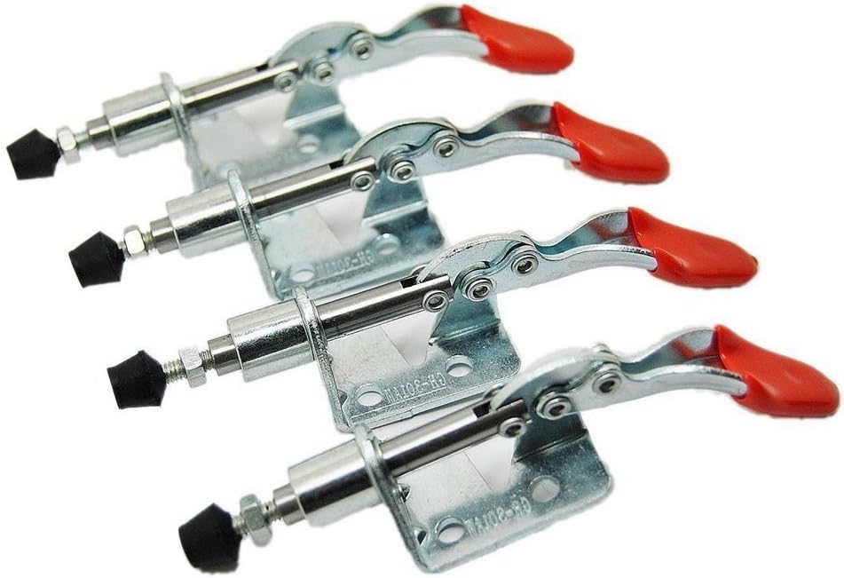 4-Piece Horizontal Toggle Clamp Set - 90kg Holding Capacity With Quick Release & Rubber Tips