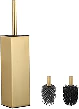 bgl Toilet Brush and Holder, Silicone Toilet Brush 2 Heads Aluminum Toilet Brush for Bathroom Cleaning Toilet Brush (Gold)