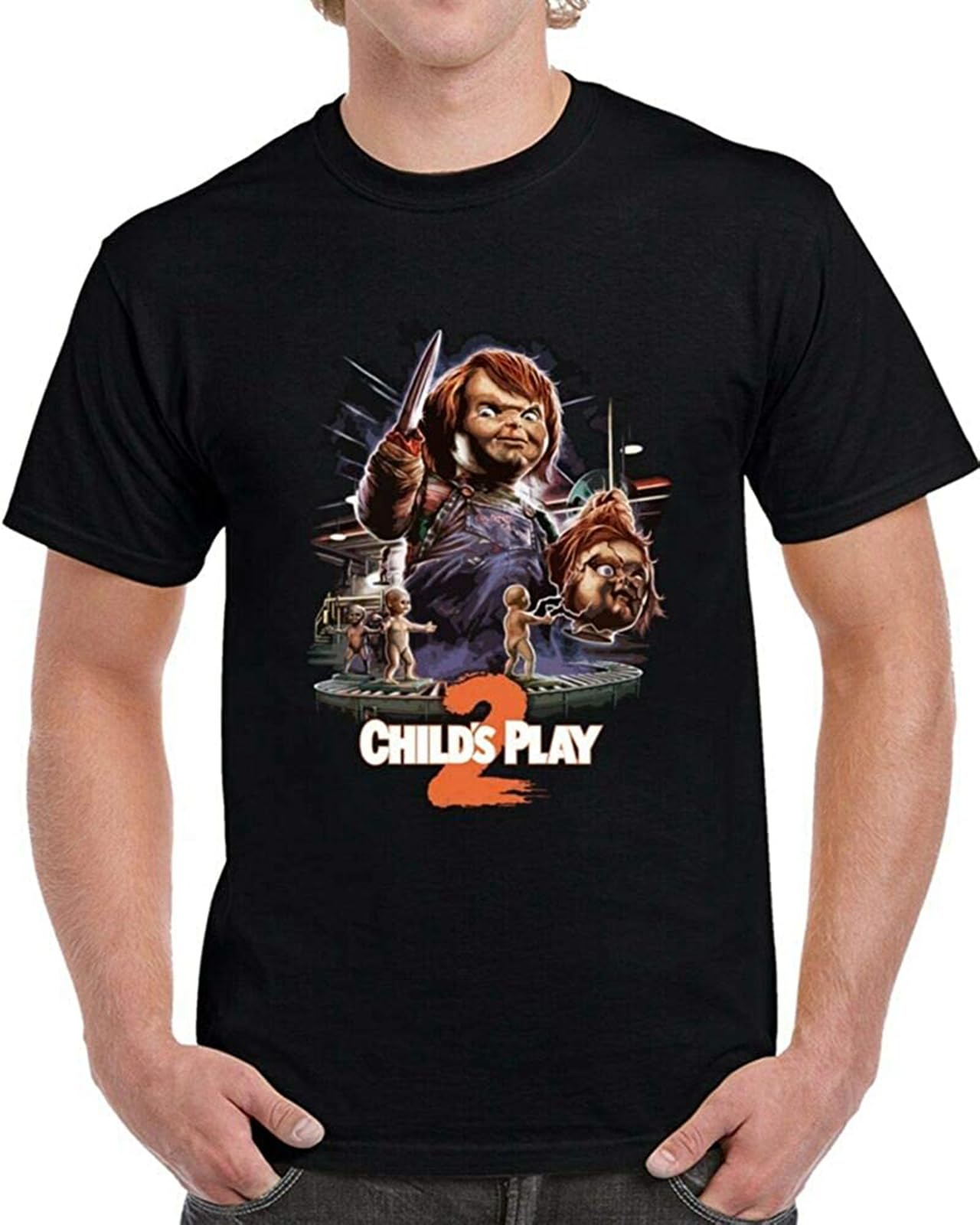 Child's Play 2 Chucky Horror Movie Men T Shirt Size XL Black