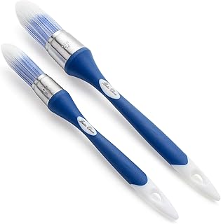 Bates- Trim Brush Set, 1" & 0.6", Blue and White Handle, Trim Paint Brush