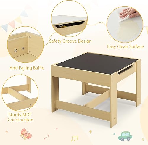 Miniatura 8 de Costzon - Juego de mesa y 2 sillas para niños mesa de actividades y juegos Gris y blanco, Naranja &amp; Natural, Rosa/Rebel Fun.