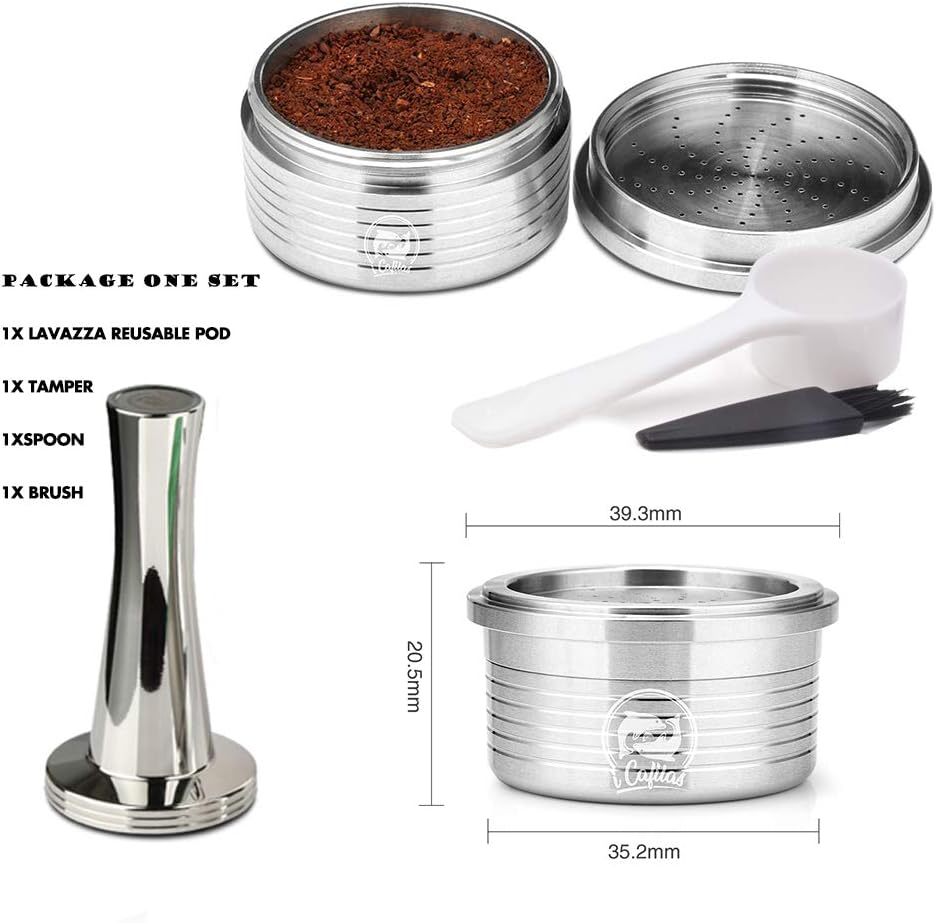 MG Coffee Stainless Steel Reusable Capsules Metal Permanent Coffee Pods Holder Compatible for Lavazza Espresso Capsules Coffee Machine Make Crema,with Tamper: Home & Kitchen