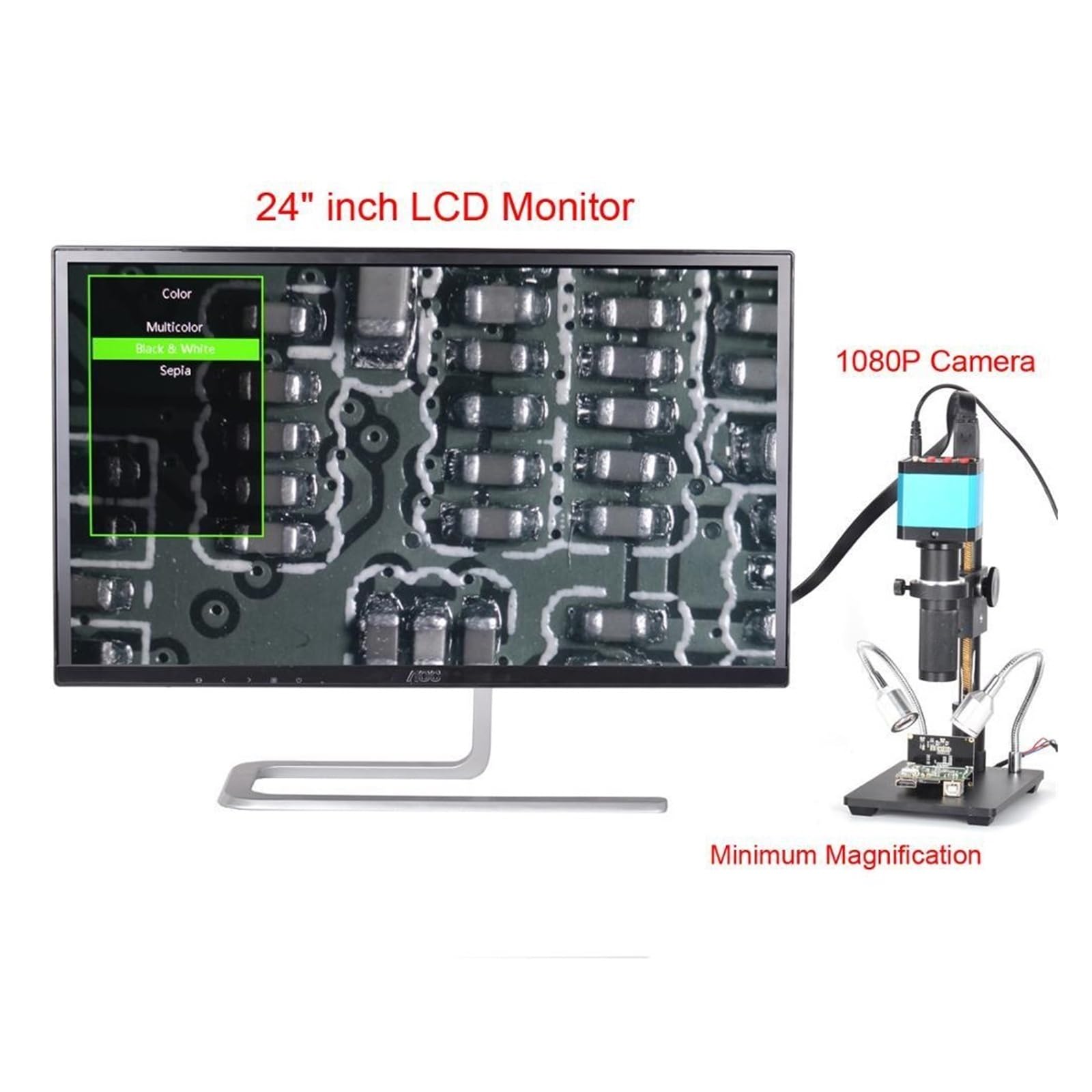 Lente de Microscopio, HD 48MP 2K 1080P USB Industria electrónica cámara de vídeo microscopio for máquina estéreo PCB CPU reparación Placa Lupa
