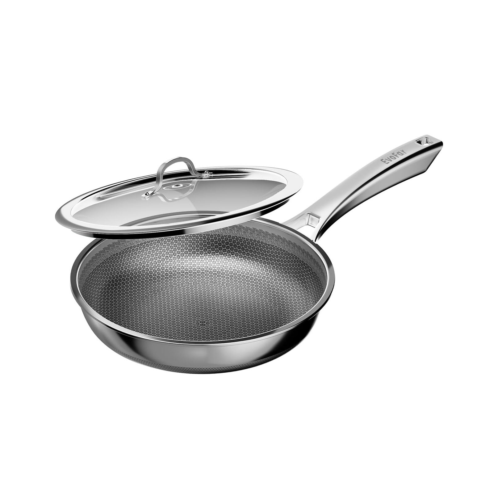 10 Inch Hybrid Nonstick Frying Pan, Stainless Steel Pan Non Stick Skillet, PFOA Free Cookware, Non Toxic Chef's Pan, Compatible with Electric, Gas and Induction, with Lid