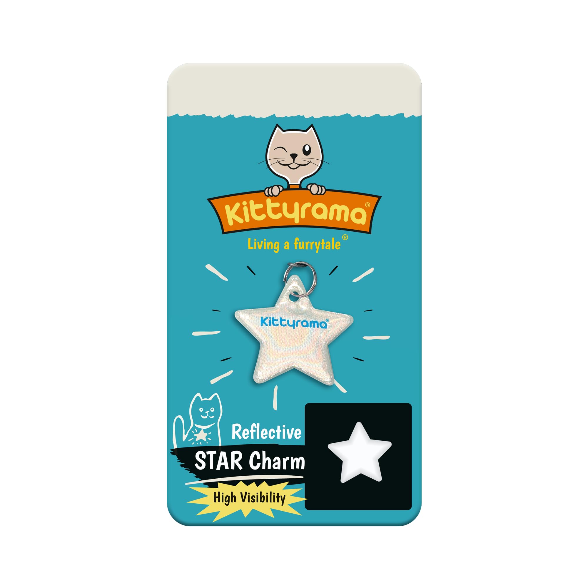 Kittyrama Charm Nuage Réfléchissant Médaille de Chat de Sécurité. Léger, Haute Visibilité, Imperméable. Convient à Tous Les Colliers de Chat Réfléchissants