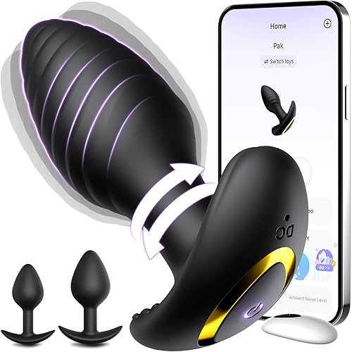 360° Rotating Vibrating Butt Plug，3PCS Anal Plug Sex Toys for Men Women，Anal Dildo Vibrator with 10 Frequencies APP Control, Silicone Anal Toys Adult Toys Nipple Weight Toys