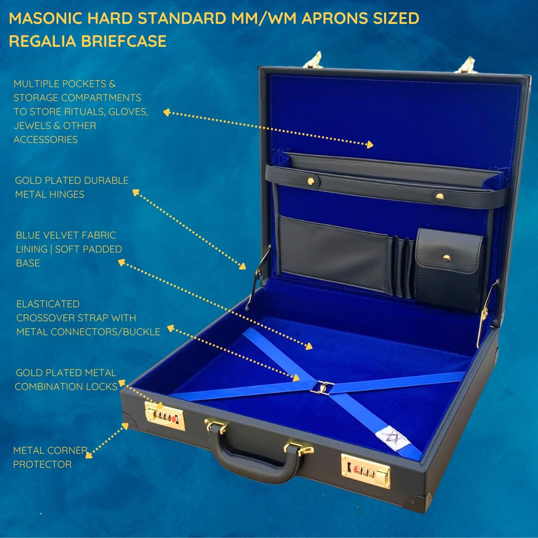Grembiule/custodia da regalia massonica (MM/WM) | Cartella massonica regalia - Valigetta massonica per vari gradi massonici | Nero - Taglia unica | Regalo massonico di alta qualità