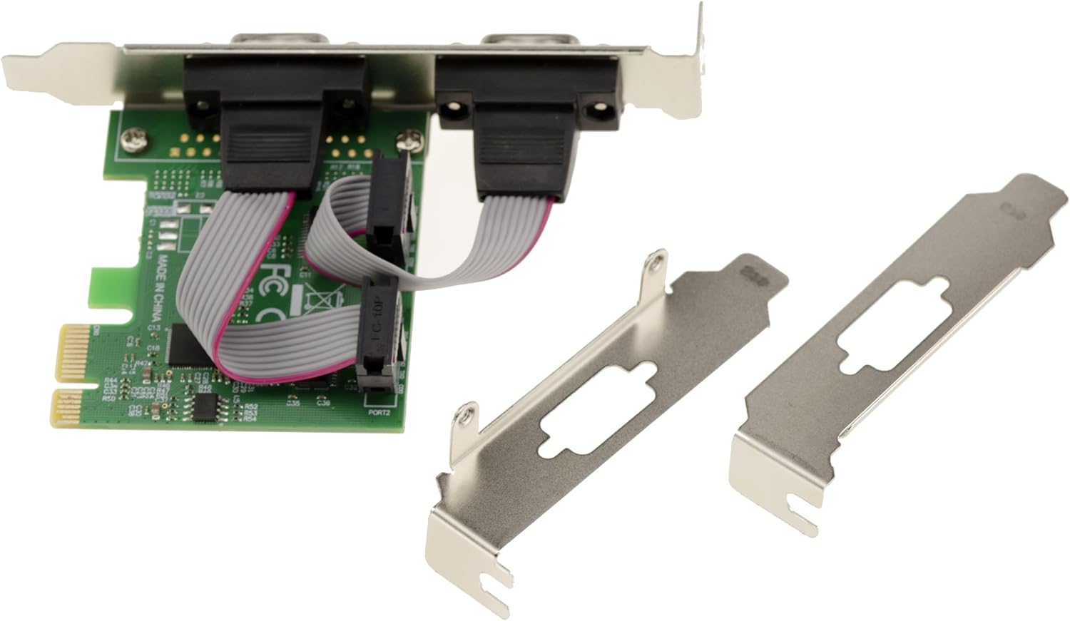 KALEA-INFORMATIQUE - RS232 2 Port Series PCI Express (PCIe) Controller Card - ASIX Chipset - Equerres Low and HIGH Profile - Windows Linux Android