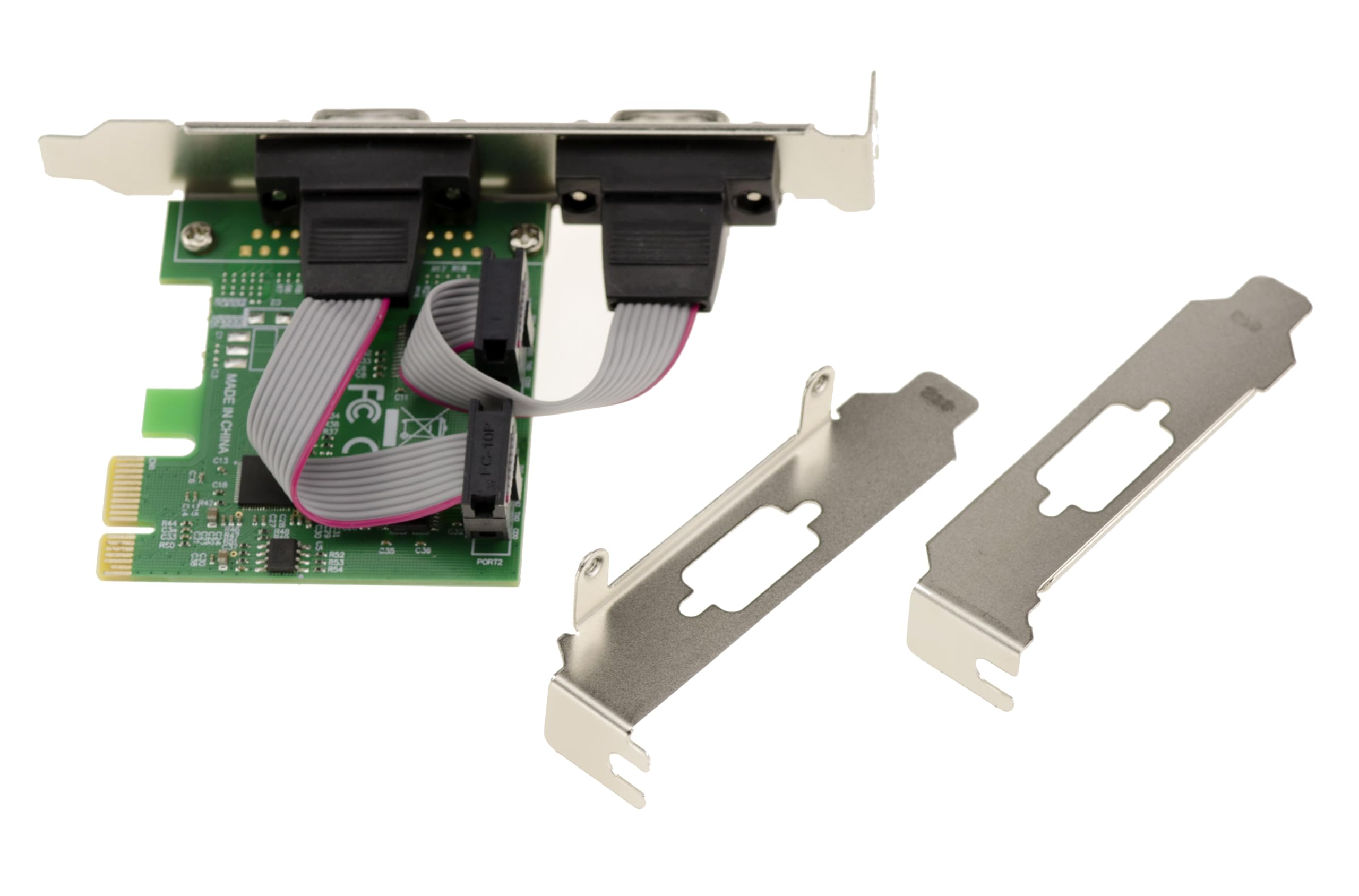 KALEA-INFORMATIQUE Carte contrôleur PCI Express PCIe Série RS232 2 Ports avec Chipset ASIX avec équerres Low et High Profile