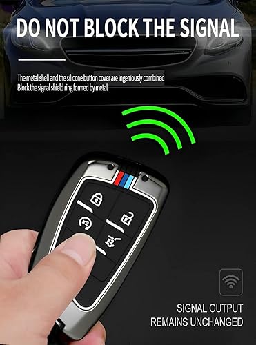 Miniatura 9 de Funda de metal para llavero GMC Chevy compatible con GMC Sierra 1500 Yukon Suburban Tahoe Denali Buick (BX5-fibra de carbono)