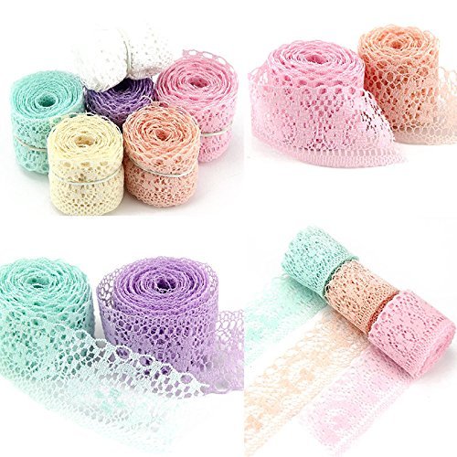 10 Yards Vintage Style Lace Ribbon Pastel Colour Trimming Bridal Wedding Net Trim Scalloped Edge 35mm by Accessories Attic® (White)