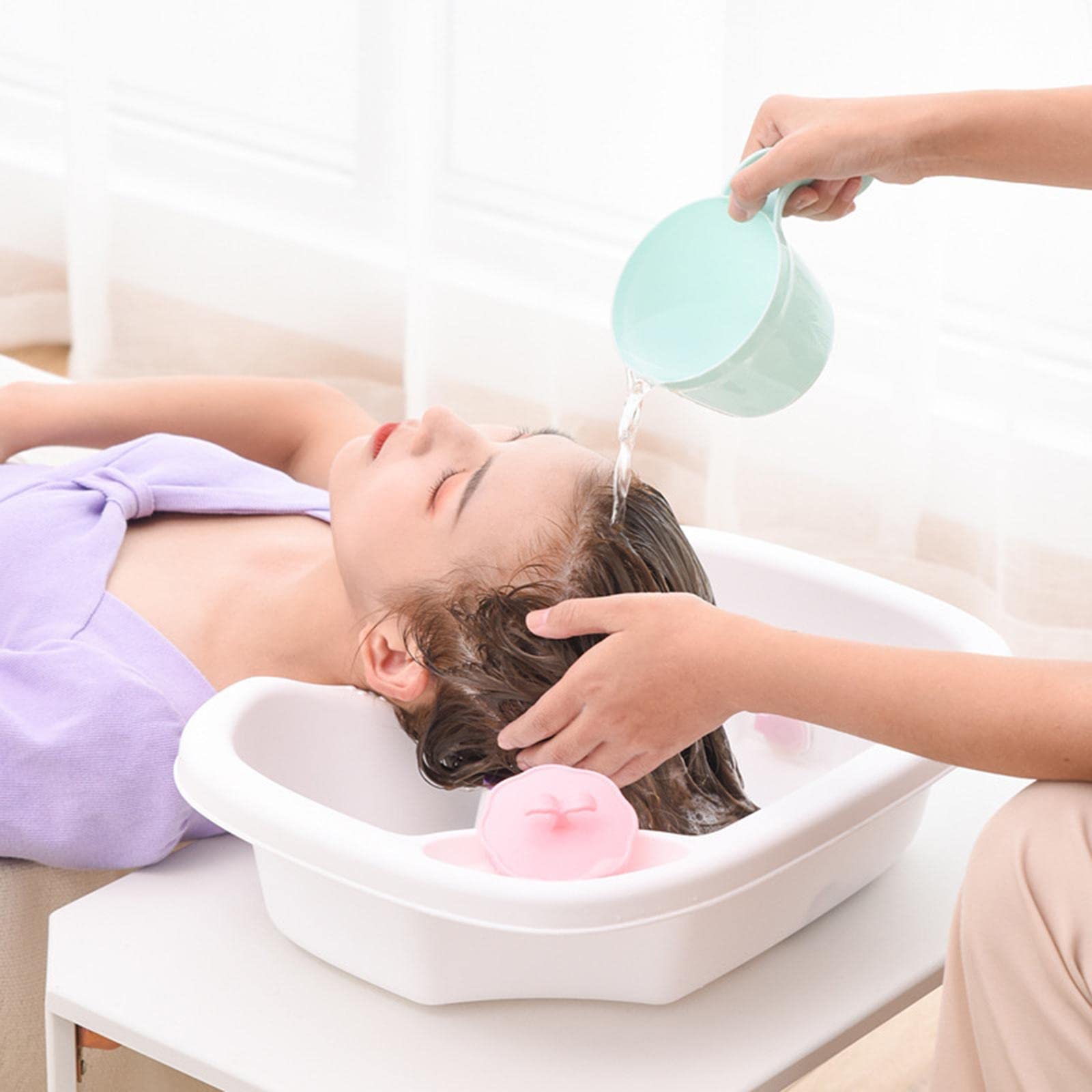 Sharplace Haarwaschbecken, mit Ablaufschlauch, Nackenstütze, zum Haarewaschen im Friseursalon, ROSA