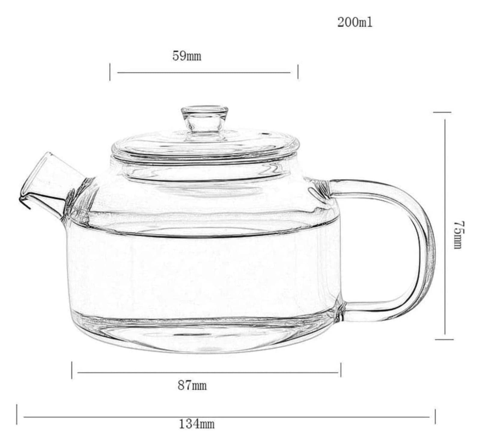 Tetera Tetera Taza de Tetera de Vidrio Transparente Tetera Tetera de Vidrio Té de Alta Temperatura Té Resistente Refinado Té Rojo