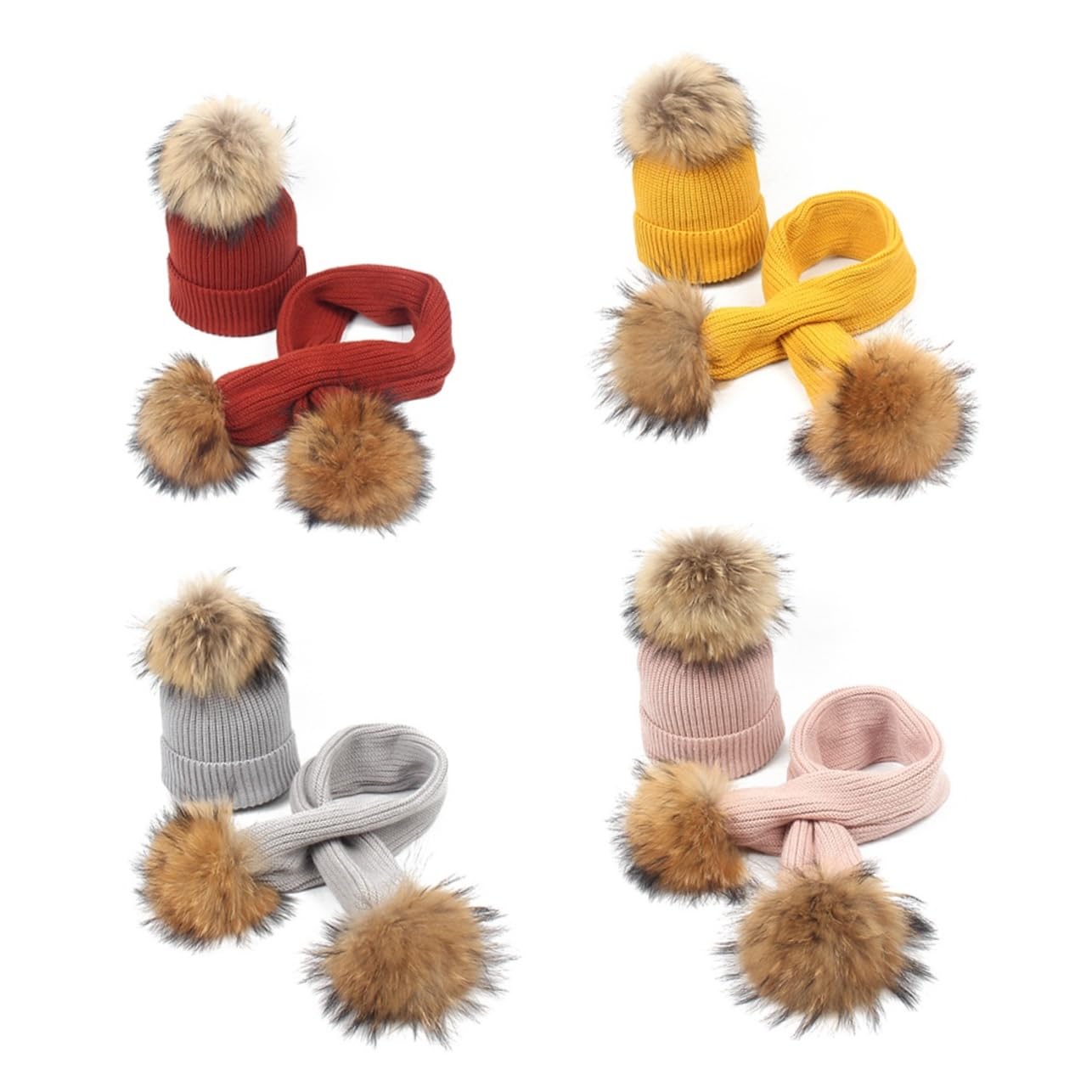 FRCOLOR 2pezzi Cappello e Sciarpa Per Ragazzo Set Cappello e Sciarpa Cappello e Per Bambine e Ragazzo Invernali Caldi