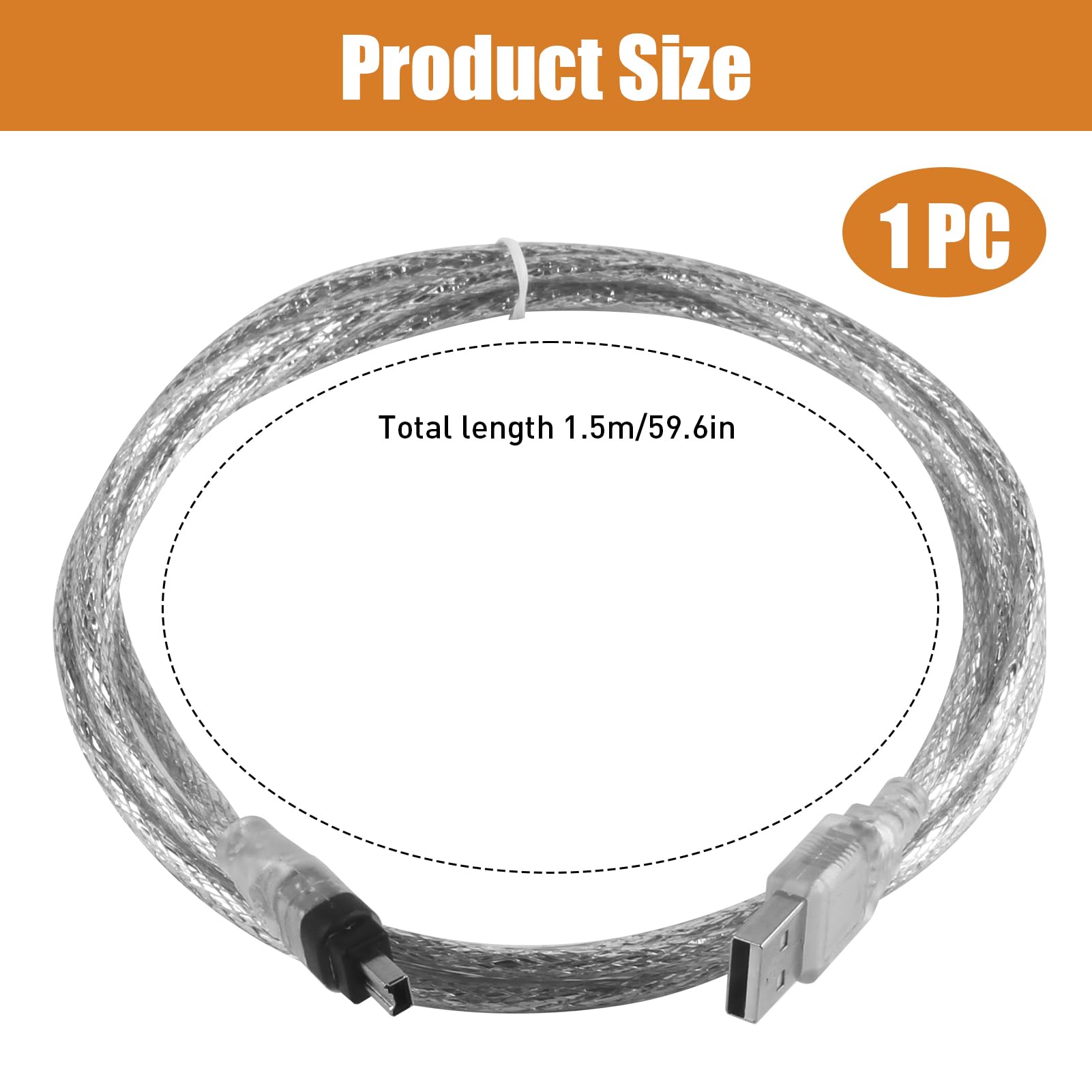 1.5M Cavo Adattatore da USB Maschio a Firewire IEEE 1394 a 4 Pin Maschio iLink, Compatibile per DCR-TRV75E DV, cavo USB Firewire per Trasferimenti Dati