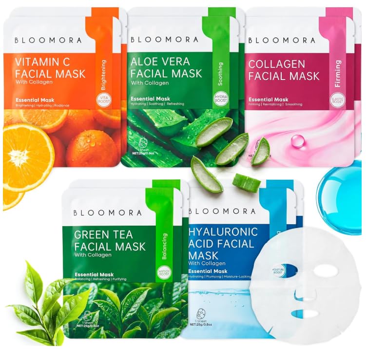 Lot de 54 masques en tissu hydratants pour le visage avec extrait de fruits, masques apaisants pour adolescentes, filles et femmes, coffret cadeau multifonction