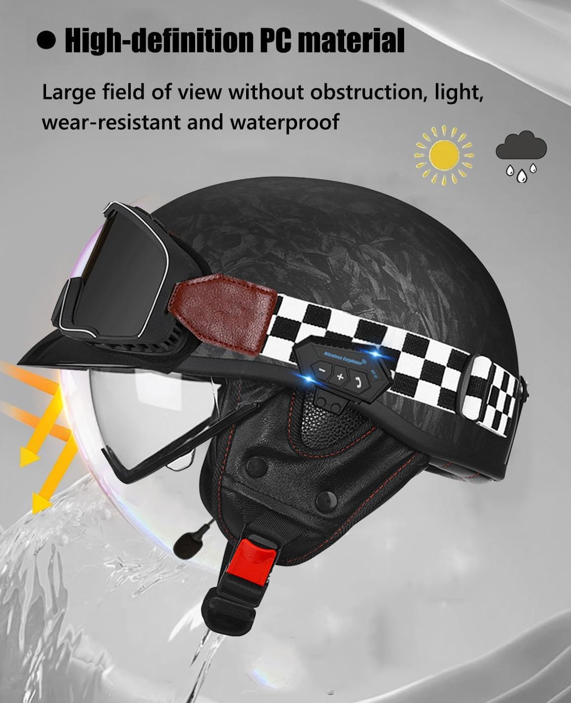 Retrò Elmetto Tedesco Casco Motociclista Caschi Cromwell DOTECE Omologato Bluetooth Caschi Moto Jet E Demi-Jet Con Visiera Mezzo Casco Per Scooter Street Uomo Donna
