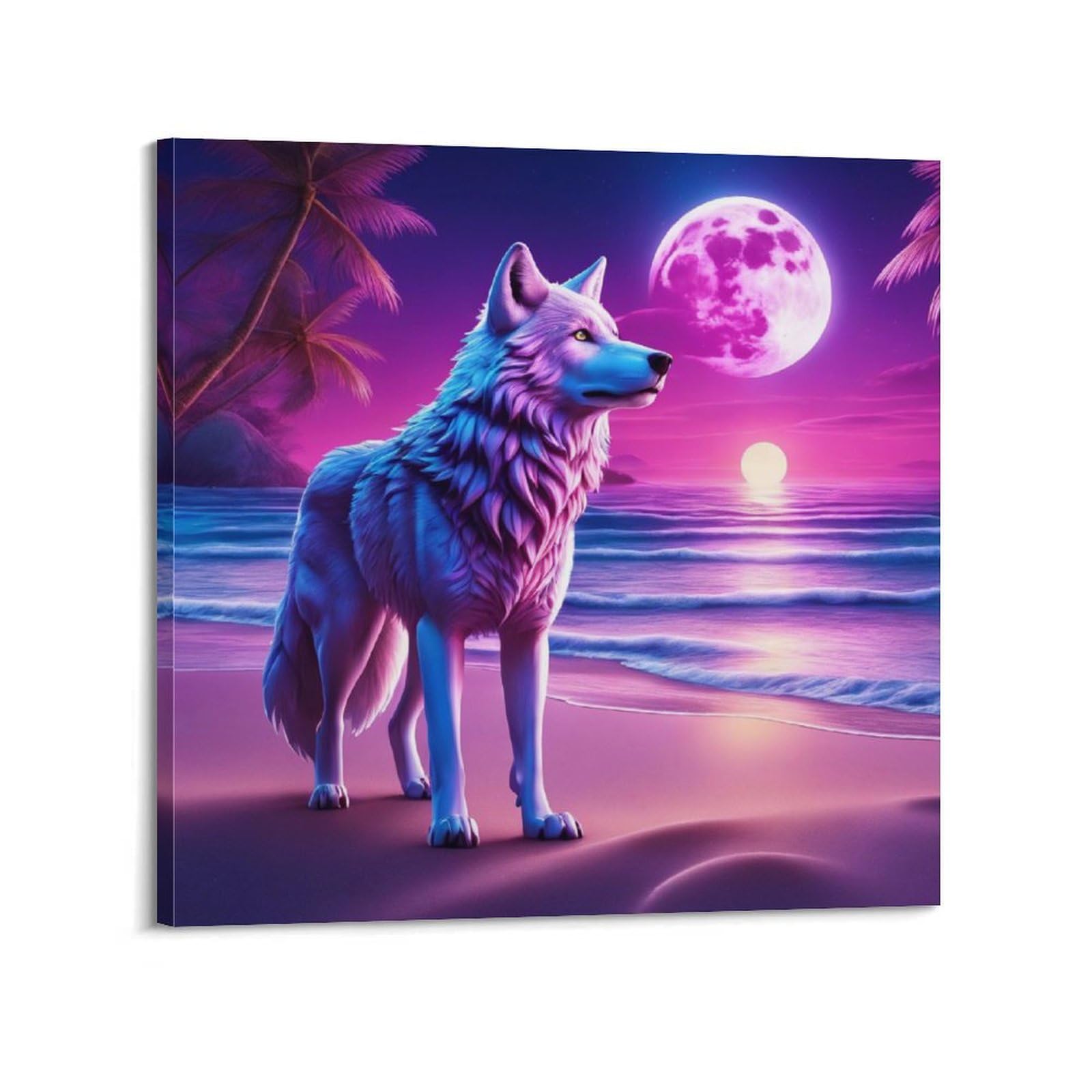 Animal Artwork Poster Arctic Wolf by The River Decorative Canvas Wall & Art Poster Painting 12x12inch(30x30cm)