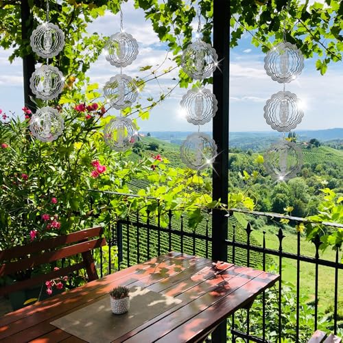 Image of Owl Bird Deterrents for Outside,3D Stainless Steel Wind Spinners Outdoor Decor,Reflective Bird Scare Discs Set,Shiny Bird Reflectors to Keep Woodpecker Pigeon Away from House Patio Yard Porch