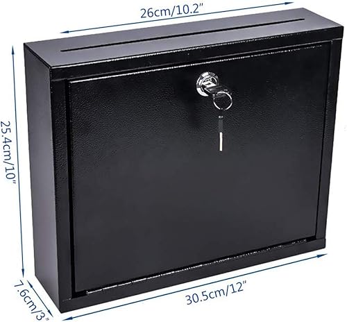 Miniatura 3 de Kyodoled Caja de sugerencias con cerradura montada en la pared, buzón de correo, tarjetas de buzón de llaves, caja de seguridad, urna, caja de