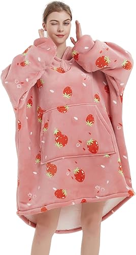 NAFLEAP Manta con capucha para mujer, manta para adultos, de gran tamaño, forro polar, sherpa, sudadera de Navidad, regalo para mujer