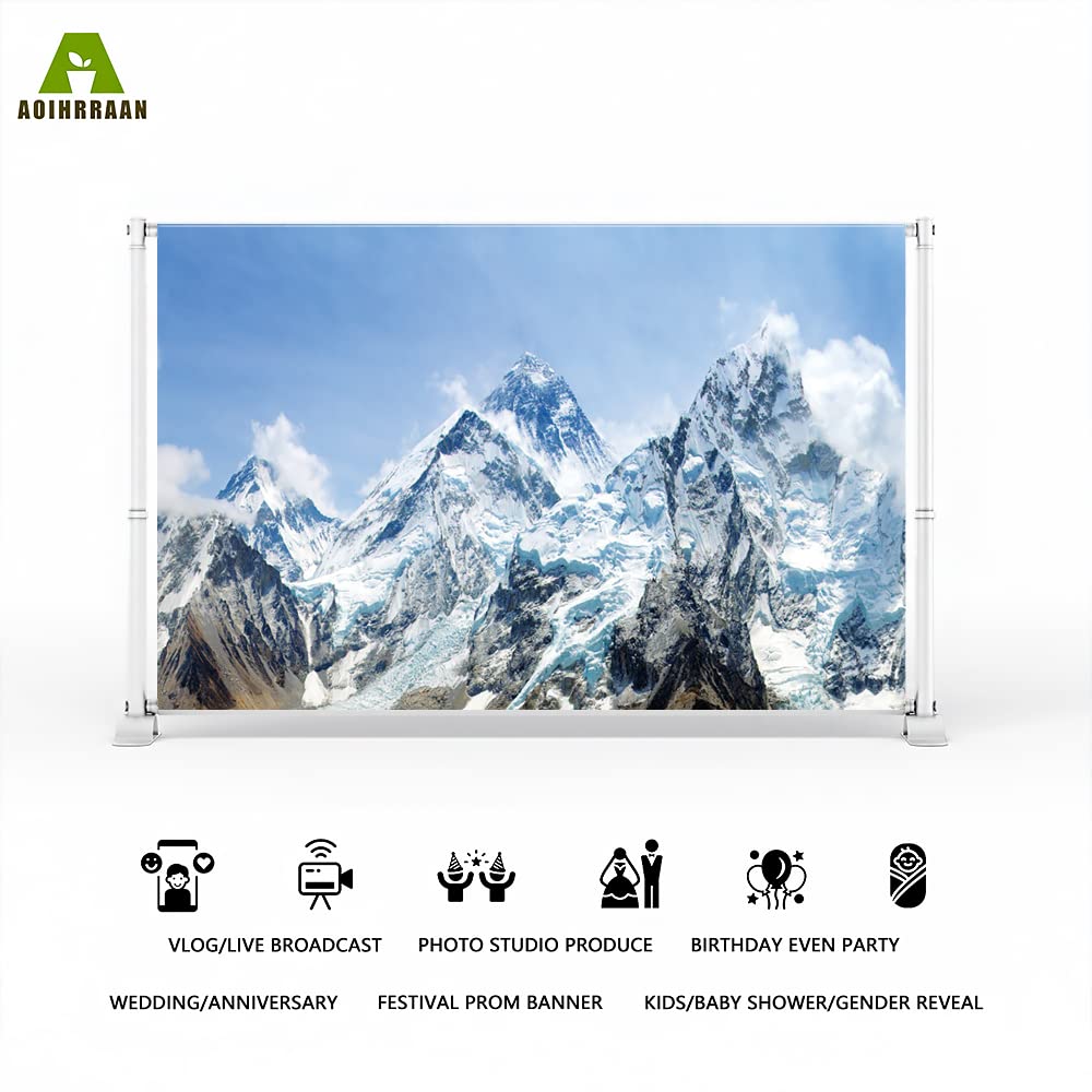 5x4ft Winter Snow Natural Scenery Backdrop Log Cabin Sunset Snowy Mountains Forest Pine Trees Background Banner Home Wallpaper Decor Family New Year Party Photo Booth Props - View #3