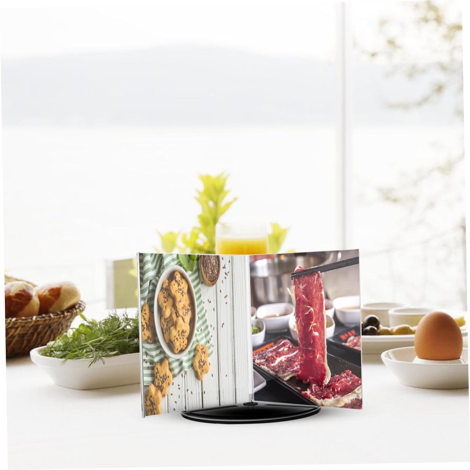 NUOBESTY Soporte con Base Elegante Giratorio de Menú de Escritorio y Alta Durabilidad de Acrílico Transparente Fácil de Instalar para Restaurantes