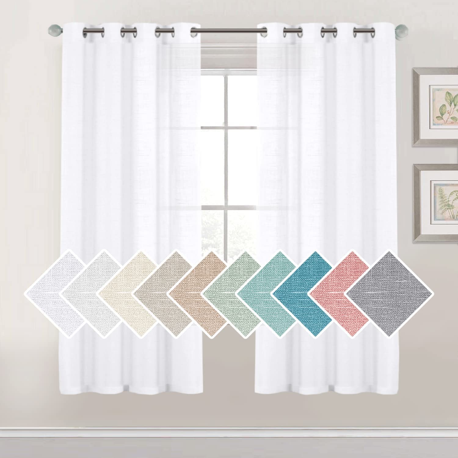 Treatmentex Tende in lino semi velate per soggiorno e camera da letto, lunghe 228,6 cm, colore grigio, filtrano la luce, tende rustiche per finestre per sala da pranzo, 132 cm di larghezza