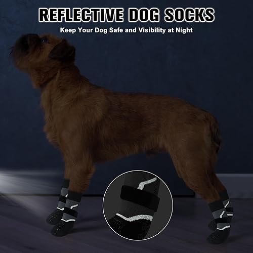Miniatura 3 de BEAUTYZOO Calcetines para perros para evitar lamer patas para suelos de madera dura, antideslizantes, zapatos de perro para pavimento fríocaliente,