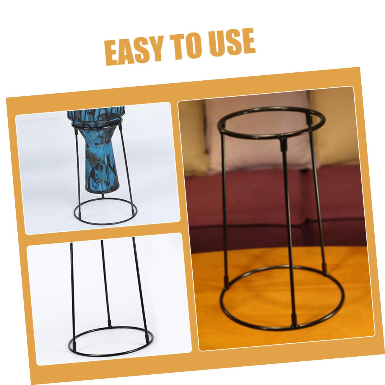 Soporte para Djembé de Acero al Carbono, 1 Pieza, Fácil Instalar | Diseño Sencillo, Elegante, Acabado Impecable y Fino, Alta Durabilidad, Uso en Escenario y Conciertos
