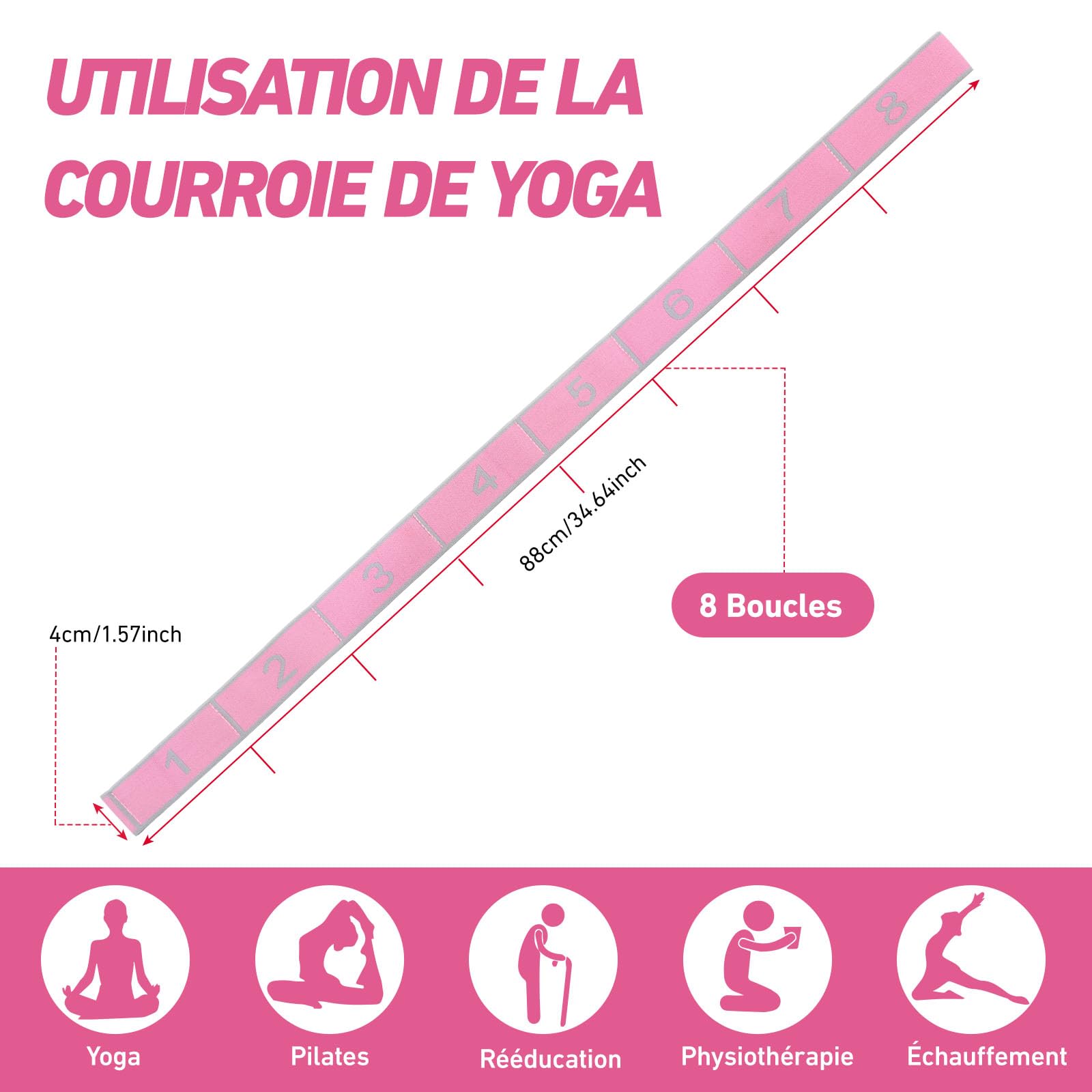 XIANGLONGY Bande Élastique Musculation 8 Niveaux de Forces pour Fitness Yoga Pilates