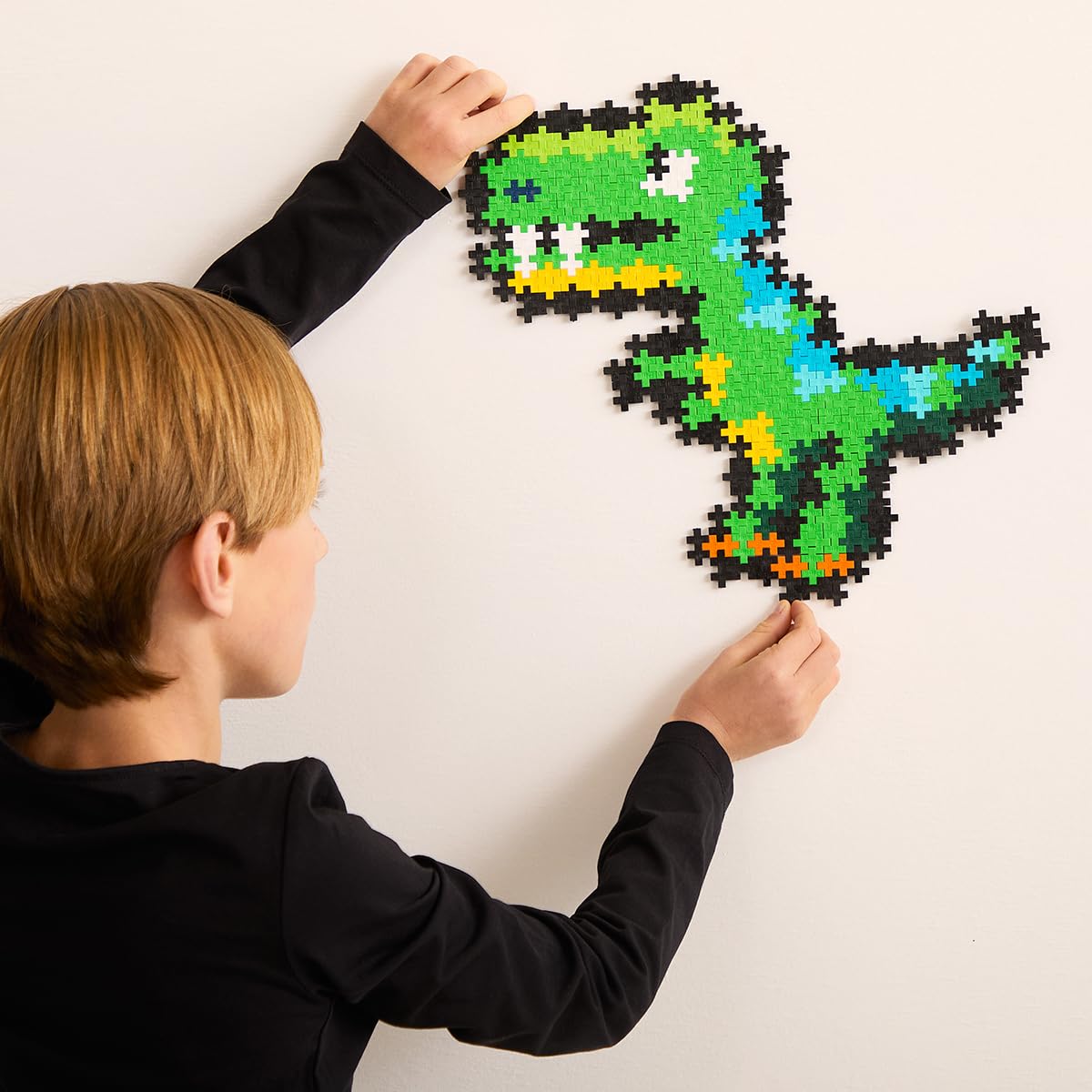 Plus-Plus - Puzzle by Number - T-Rex - 250 elementów - klocki, budowanie, zabawka edukacyjna dla dzieci, podróże, zabawka podróżna, wyprodukowane w Danii
