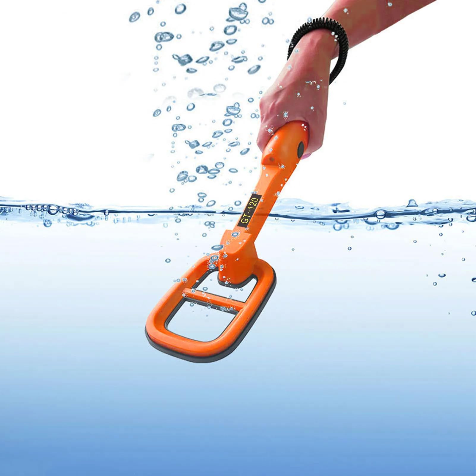 Metal Detector Subacqueo, IP68 Impermeabile 100 Piedi Immersione Profonda Bobina Grande con Luce LED per Adulti Bambini Spiaggia Fiume Lago Immersioni Caccia Al Tesoro (ORANGE)