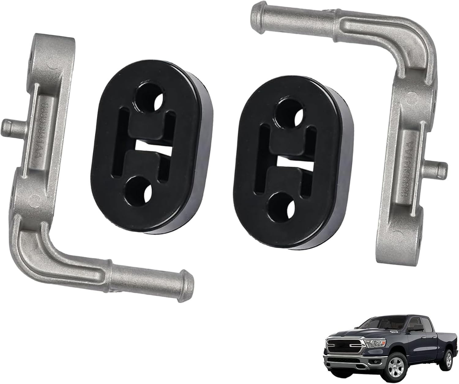 Oval Exhaust Bracket Muffler Support Rubber Isolator Hanger - Fit for Ram 1500 2019-2025 - Left & Right，Replaces 68275662AB, 68395841AA, 68519121AA - Driver & Passenger Side，4PCS