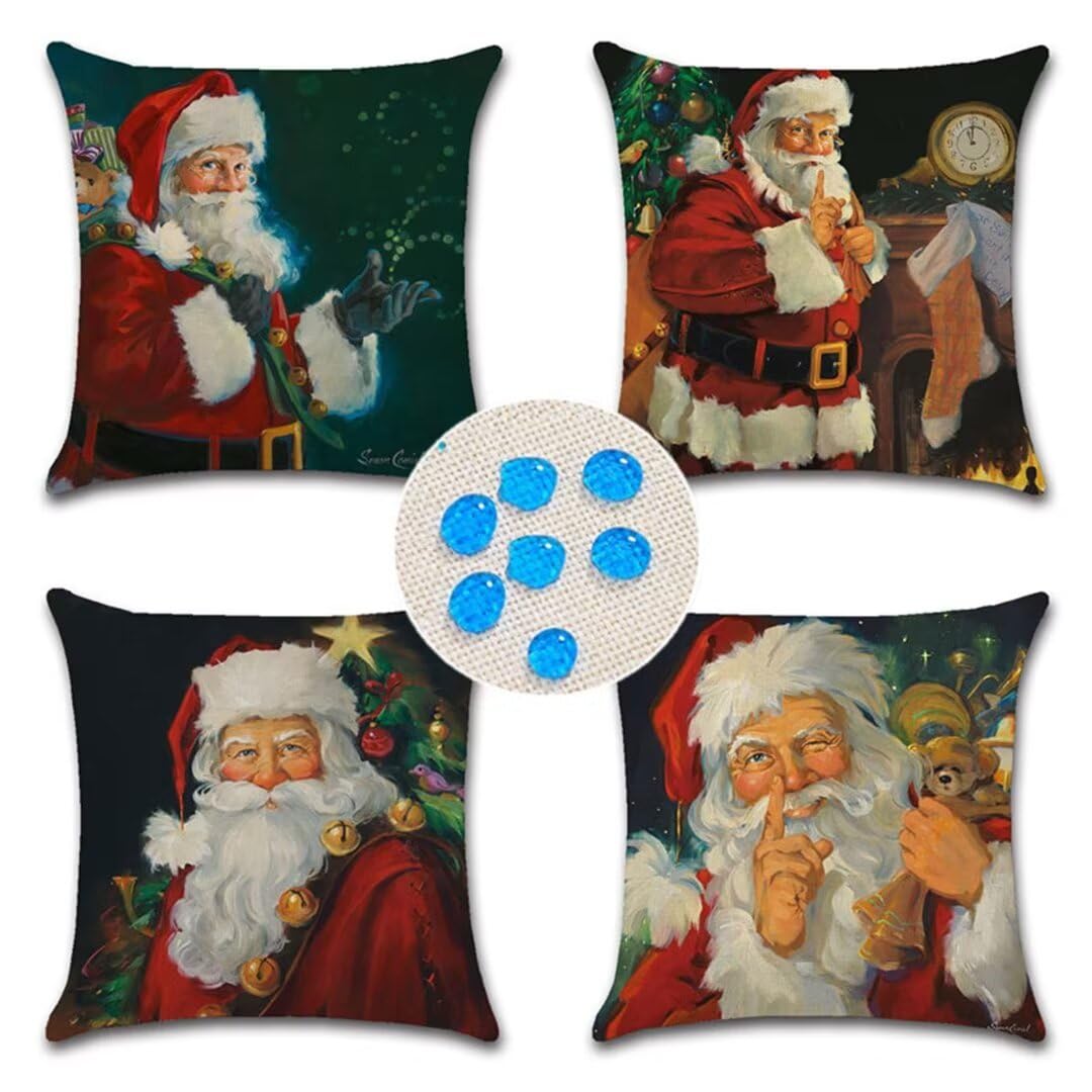 Housses de Coussins 60x60cm/24x24in le père Noël Imperméable Housses de Coussin en Lin Taie Oreiller de Canapé de Coussincarré Housse De Coussin Exterieur pour Chambre,Canapé,Chaise,Lit,Jardin ZC-416
