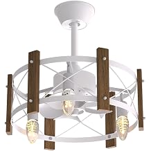mollie 18" Caged Ceiling Fan with Metal & Wood Cage, Quiet Reversible AC Motor, 3-speed Remote Control, Adjustable 3-color Temperature, for Bedroom, Living Room, Black - 3 X E26 Bulbs Not Included