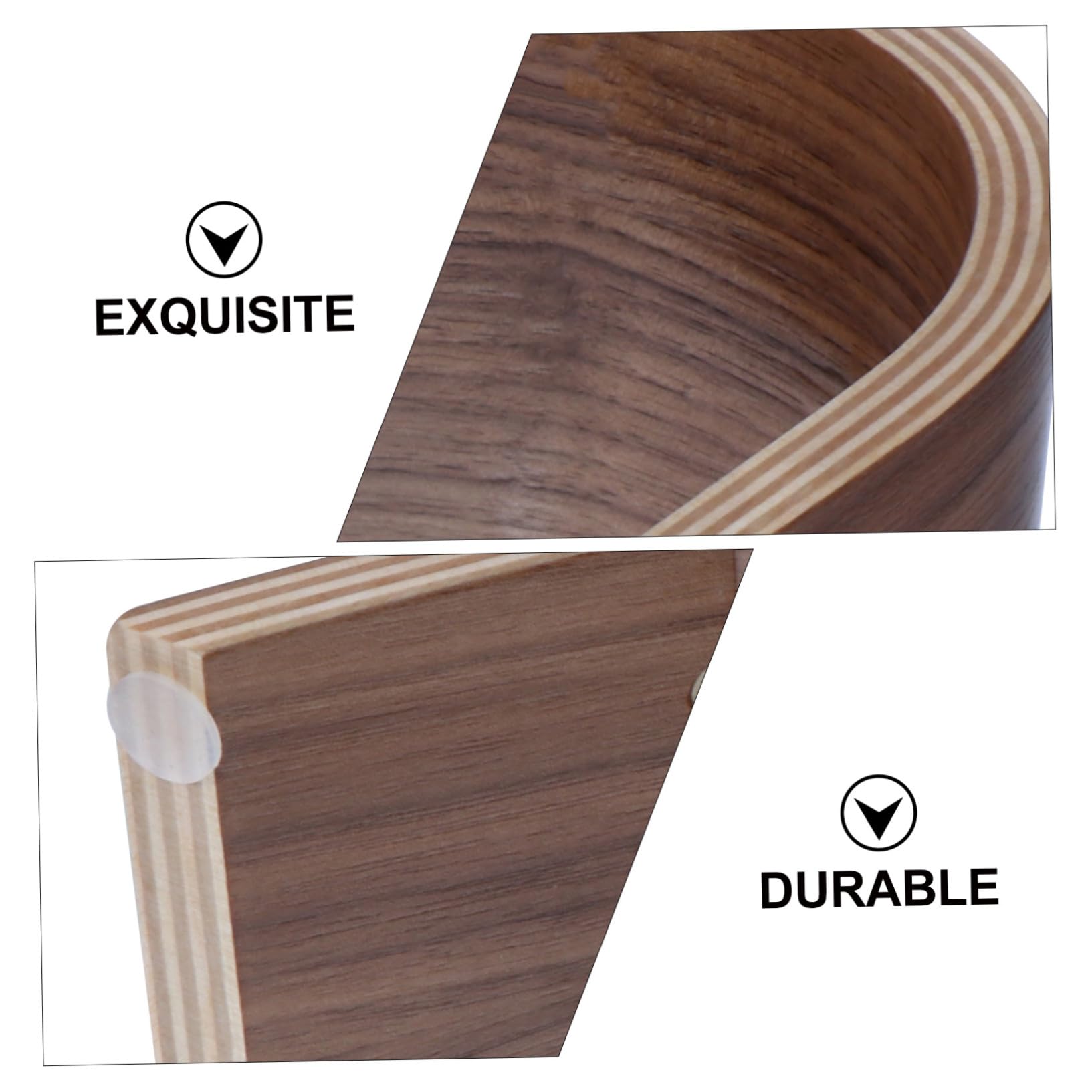 Support et Naturel Casque Stable Noyer en de Bois pour Élégant Présentoir Synthétique pour Bureau Musique et Café