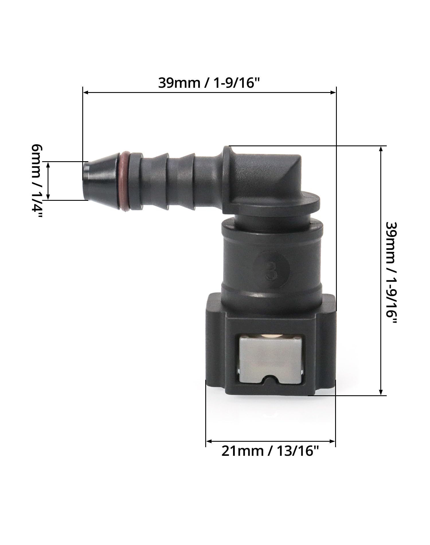QWORK® Złącze przewodu paliwowego złącze węża, szybkozłącze 90 stopni, złącze plastikowe 7.89 mm ID6, 2 sztuki