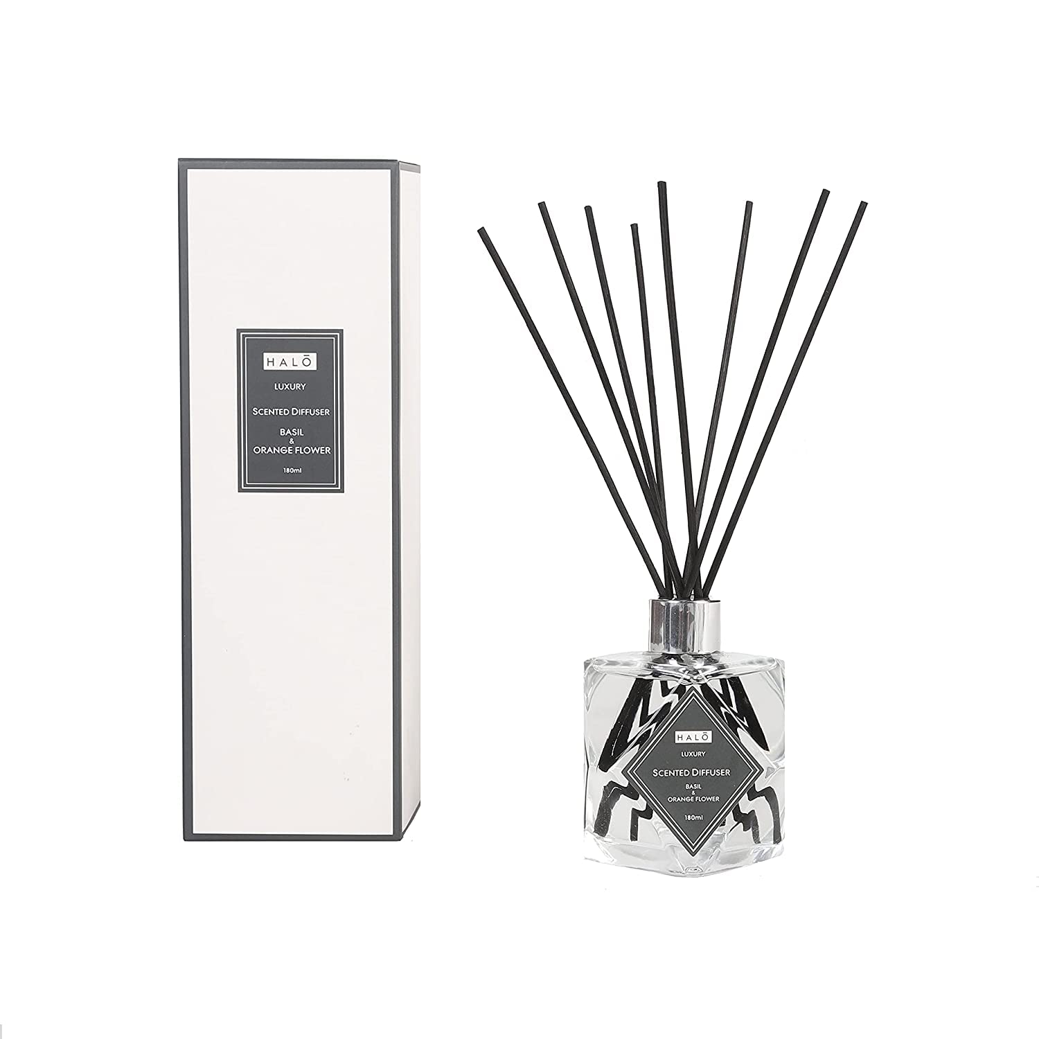 Sleepdown Halo Reed Diffuser - Basil and Orange Flower - 180ml - Up to 10 Weeks of Fragrance