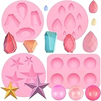 Vista 10 de Moldes de silicona con perlas de gemas, 4 paquetes de moldes de decoración de chocolate con esfera de estrella para decoración de pasteles