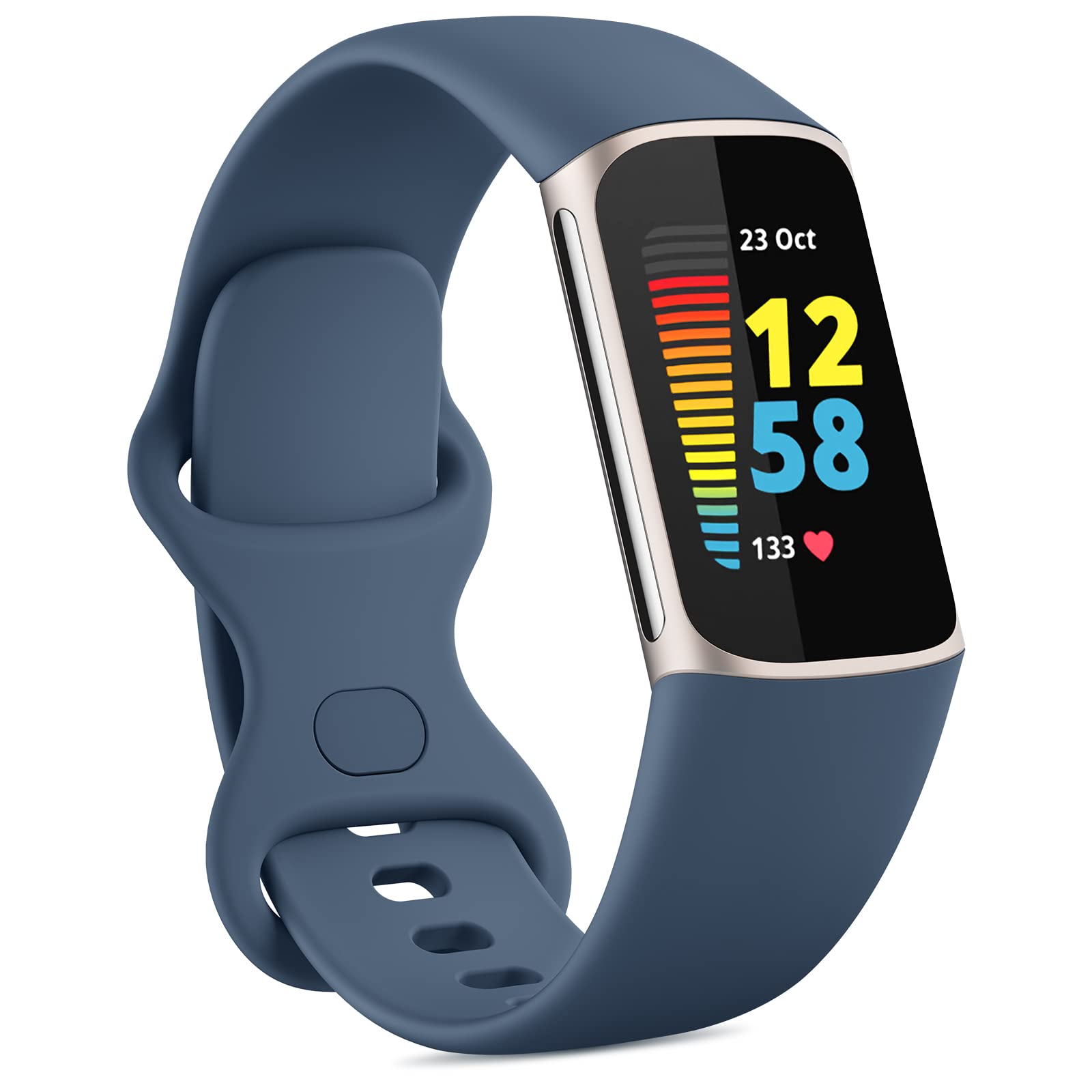 VANCLE Compatible with Fitbit Charge 5 for Women Men, Soft Silicone Strap Adjustable Sport Wristbands for Fitbit Charge 5 Fitness Tracker