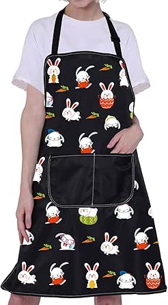 Amazon.com: CMNIM Rabbits Bunny Apron Cute Bunny Apron with Pockets ...