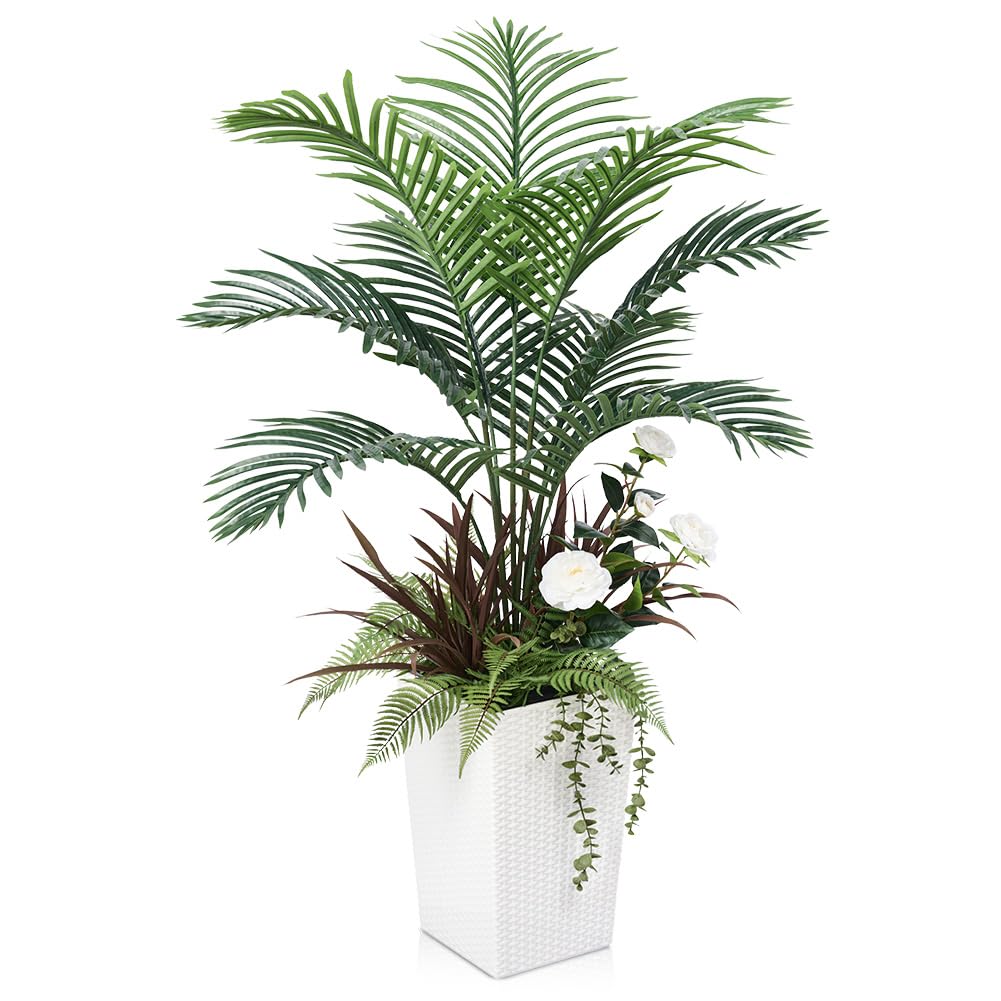 AIVORIUY Kunstmatige Palmboom Kunstzijde Plant in Pot voor Thuis Kantoor Woonkamer Slaapkamer Trappen Hal Modern Decor Binnen Buiten Levensechte Nep