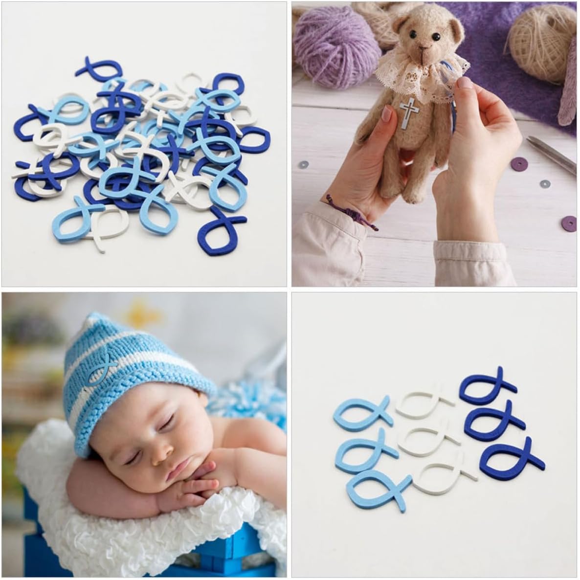 240pcs Buttons DIY Wood Fish Cross Shaped for Hats and Handbags image 4