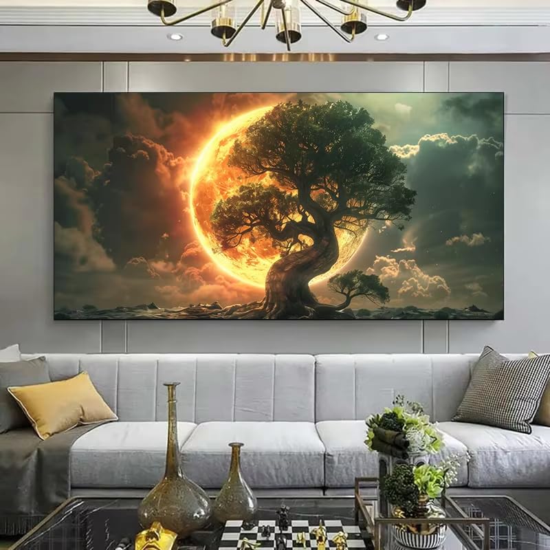 Toile Arbre de Vie haut de gamme avec cadre intérieur robuste format 40x80 cm