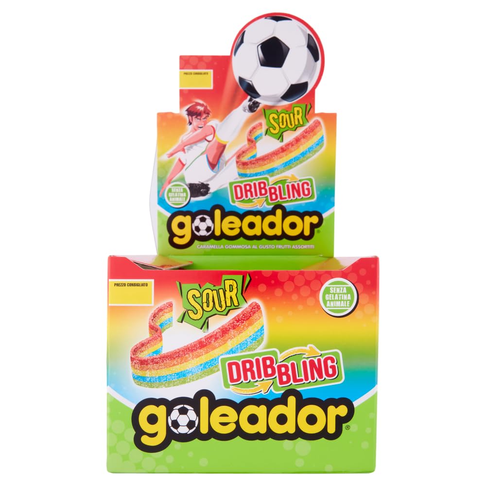 Goleador Dribbling Rainbow, Caramelle Gommose, Gusto Frutti Assortiti Frizzanti, Sour, Confenzione da 144 Pezzi Monoporzione, Incartati Singolarmente, Ottime da Condividere