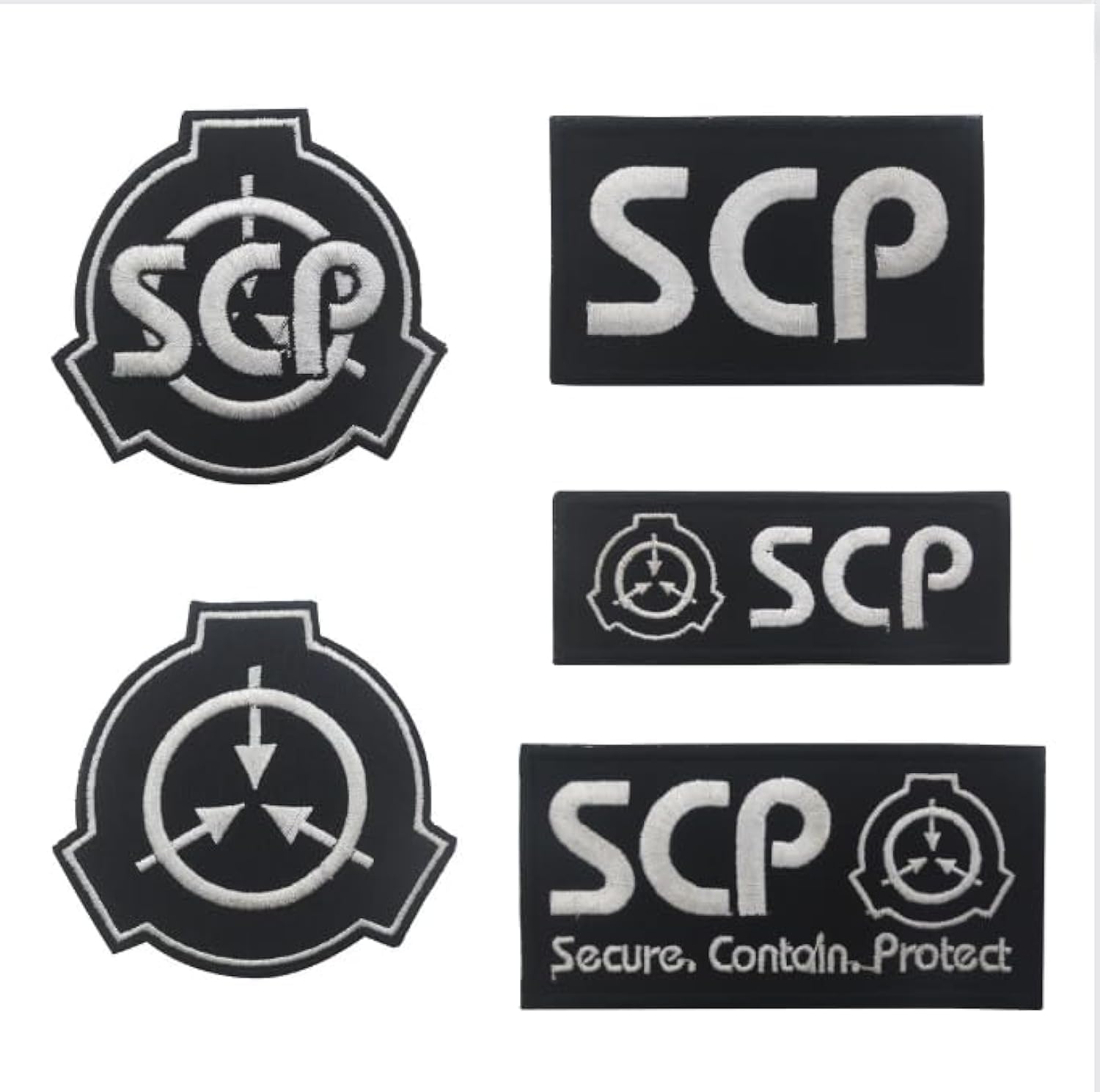 BLUEGALA SCP Foundation Patch，Special Containment Procedures Foundation 3D Logo ，Tactical Military Patches，Hook and Loop Tactics Morale Embroidered Applique (5pcs Black)