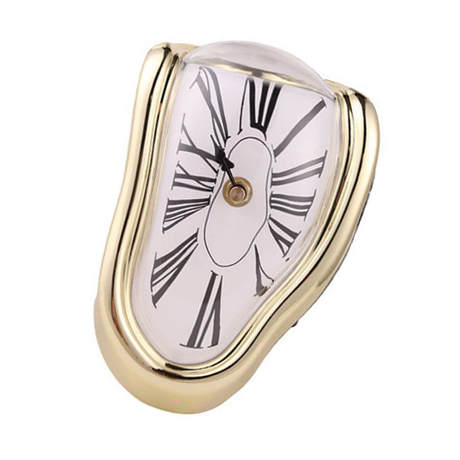 Fydun Clock, Melting Plastic Retro Decorative Electroplated Wear for Office Reloj Derretido Metal Paint Desk Table Silver Wall Clocks 13 (Gold)