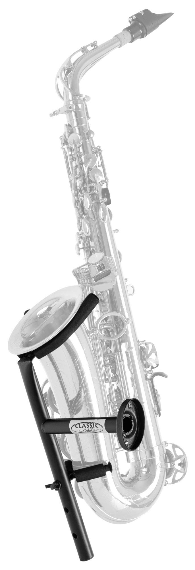 Classic Cantabile AS-21 Soporte de Pared para Saxofón - Para Saxofones Alto y Tenor - Para Montaje en Pared - Negro